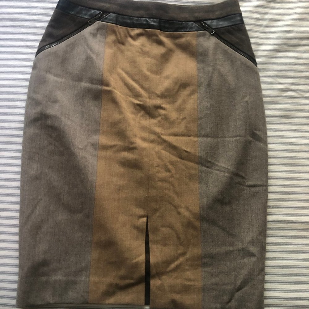 Wool and Leather Club Monaco Pencil Skirt